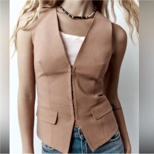 Zara Corset Camel Sleeveless Vest for Women